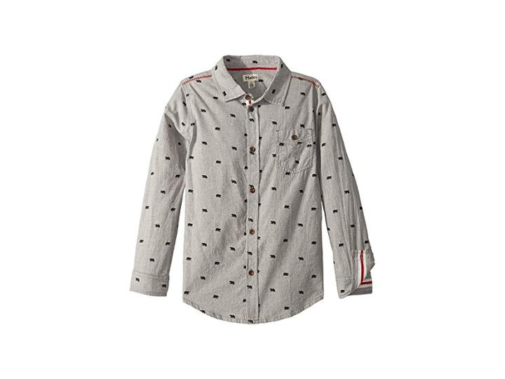 Hatley Kids Tiny Bears Button Down Shirt (toddler/little Kids/big Kids) (grey) Boy's Long Sleeve Button Up