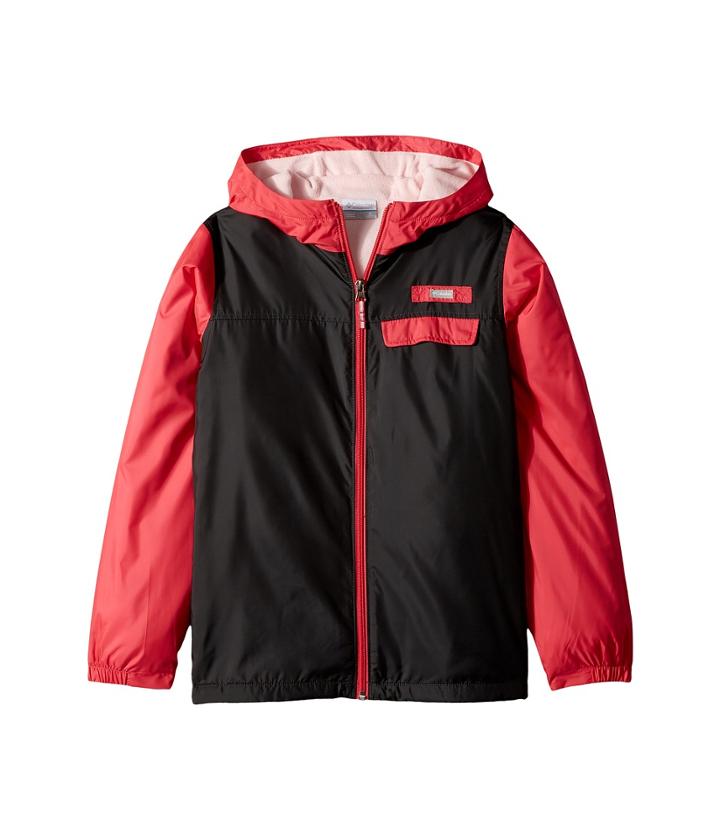 Columbia Kids Mountain Side Lined Windbreaker (little Kids/big Kids) (shark/punch Pink/cherry Blossom) Girl's Coat