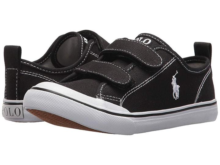 Polo Ralph Lauren Kids Karlen Ez (little Kid) (black Canvas/white Pony Player) Kid's Shoes