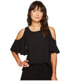 Kensie Luxury Crepe Cold Shoulder Top Ks6k4219 (black) Women's Clothing