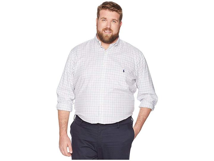 Polo Ralph Lauren Big Tall Lightweight Twill (blanc/cranberry Multi) Men's Clothing