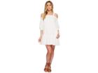 J.o.a. Eyelet Drop Waist Cold Shoulder Dress (white) Women's Dress