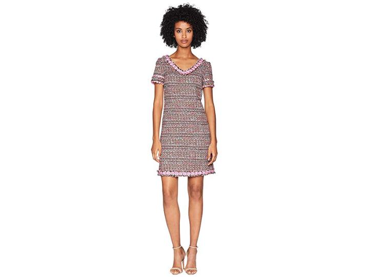 Boutique Moschino Mat Tweed Dress (fantasy Print Fuchsia) Women's Dress
