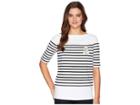 Lauren Ralph Lauren Striped Cotton T-shirt (soft White/polo Black) Women's T Shirt