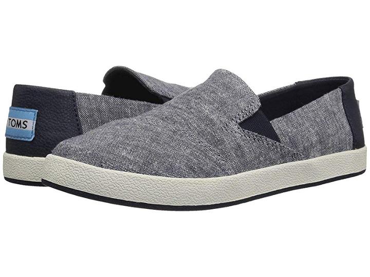 Toms Kids Avalon (little Kid/big Kid) (navy Slub/chambray) Kid's Shoes