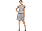 Taylor Flutter Sleeve Mini Plaid A Line Dress (black/ivory) Women's Dress