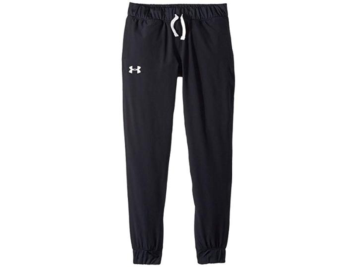 Under Armour Kids Woven Warm Up Pants (big Kids) (black/black/white) Girl's Casual Pants