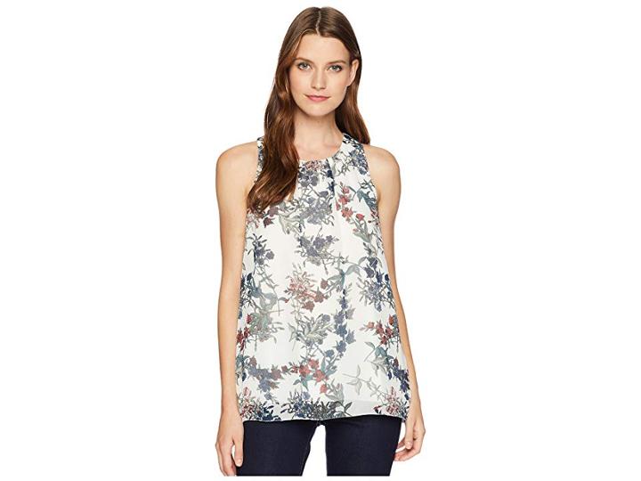 Vince Camuto Sleeveless Garden Heirloom Floral Blouse (antique White) Women's Blouse