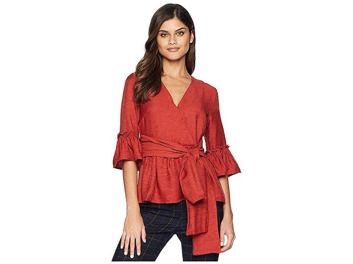 Moon River Extended Sleeve Top (rust) Women's Clothing