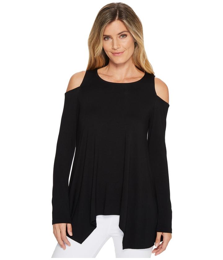 Karen Kane Cold Shoulder Handkerchief Top (black) Women's Clothing