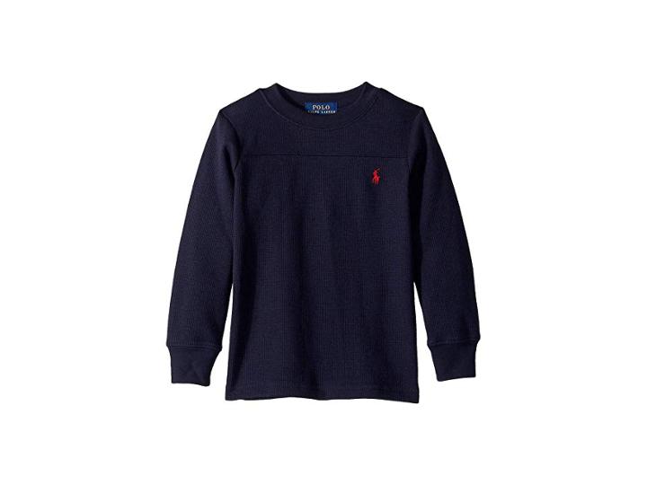 Polo Ralph Lauren Kids Waffle-knit Crew Neck T-shirt (toddler) (rl Navy) Boy's T Shirt