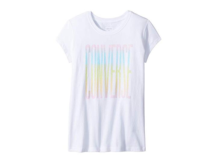 Converse Kids Classic Converse Gradient Tee (big Kids) (white) Girl's T Shirt