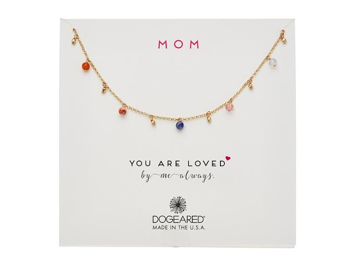 Dogeared Mom, You Are Loved, Dangling Gem Necklace (gold Dipped) Necklace