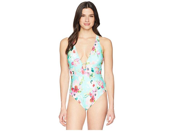 Athena Hidden Garden Twist Front Plunge Maillot One-piece (multi) Women's Swimsuits One Piece