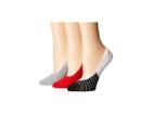 Steve Madden 3-pack Lurex Stripe Footie (white/black/red) Women's Crew Cut Socks Shoes