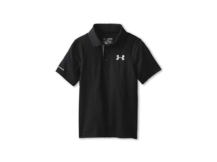 Under Armour Kids Ua Matchplay Polo (big Kids) (black/true Gray Heather/black) Boy's Short Sleeve Pullover