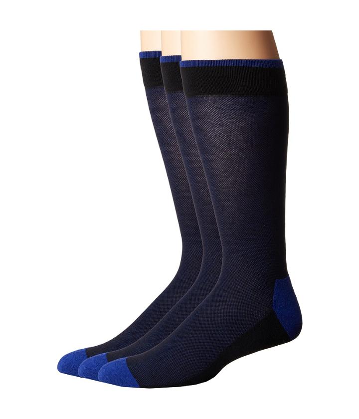 Hue Pique Socks With Half Cushion 3-pack (blue Shock Pack) Men's Crew Cut Socks Shoes