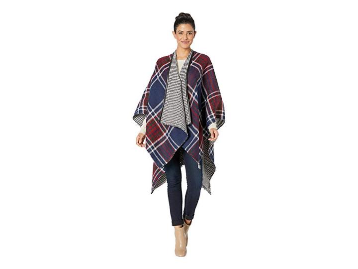 Collection Xiix Reversible Plaid Ruana (navy) Women's Clothing
