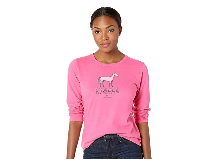 Life Is Good Stable Relationship Crusher Long Sleeve T-shirt (fiesta Pink) Women's T Shirt