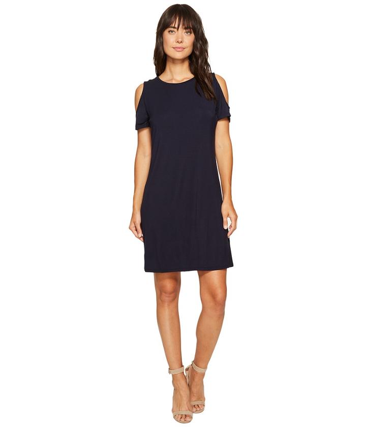 Calvin Klein Short Sleeve Cold Shoulder Dress (twilight) Women's Dress
