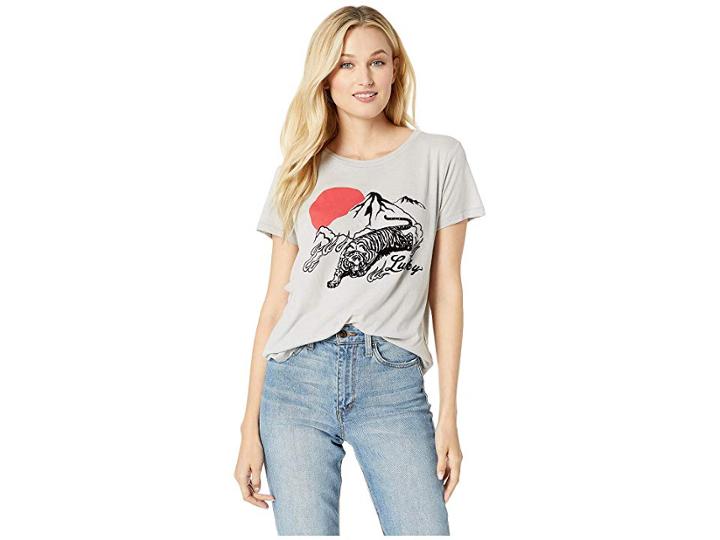 Lucky Brand Lucky Tiger Tee (heather Grey) Women's T Shirt