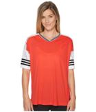 Adidas Sport Id Short Sleeve Tunic (real Coral/white/black) Women's Blouse