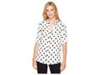 Calvin Klein Printed Roll Sleeve Blouse (dot (black/white)) Women's Blouse