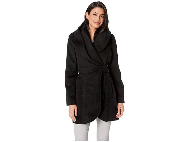 Via Spiga Wrap Coat (black) Women's Coat