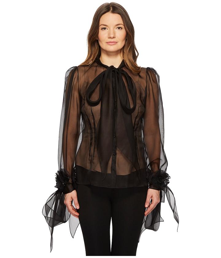 Marchesa Blush Silk Organza Blouse (black) Women's Blouse
