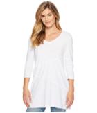 Mod-o-doc Slub Jersey Diagonal Seamed 3/4 Sleeve Tunic (white) Women's Blouse