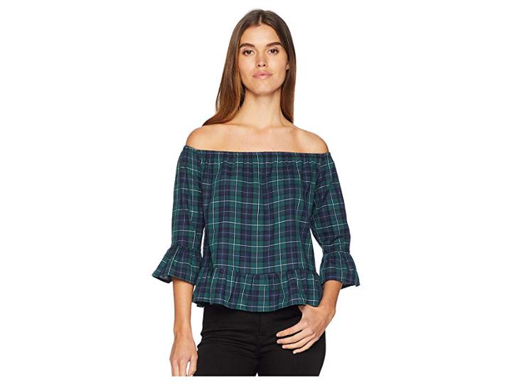 Bb Dakota Come As You Are Plaid Top (evergreen) Women's Clothing