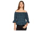 Bb Dakota Come As You Are Plaid Top (evergreen) Women's Clothing