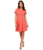 Rebecca Taylor Short Sleeve Knit Pique Dress (persimmon) Women's Dress