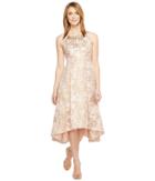 Adrianna Papell Metallic Jacquard Fit Flare Dress (peach/gold) Women's Dress