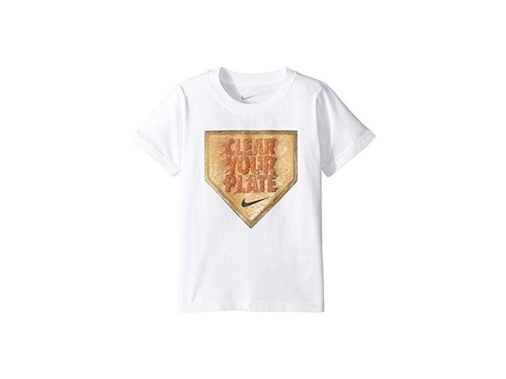 Nike Kids Clear Your Plate Short Sleeve T-shirt (little Kids) (white) Boy's Clothing