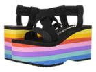 Rocket Dog Bayer Slingback Platform (black Webbing/smooth Pu/bubblegum Rainbow Eva) Women's Sandals
