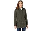 Lauren Ralph Lauren Faux Leather Trim Quilted Anorak (dark Moss) Women's Coat