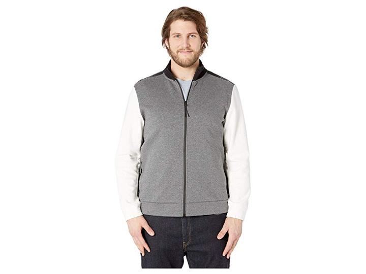 Kenneth Cole New York Long Sleeve Collar Bold Full Zip Track Jacket (flannel Heather) Men's Coat