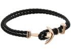 Steve Madden Braided Leather Bracelet With Anchor Hook (black) Bracelet
