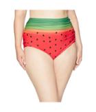 Unique Vintage Plus Size Georgiana Ruched Bottom (watermelon Ombre) Women's Swimwear