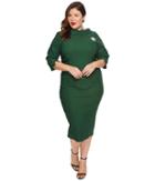 Unique Vintage Plus Size Lucinda Wiggle Dress (emerald Green) Women's Dress
