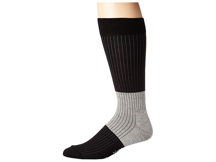 Happy Socks Block Rib Socks (black/gray) Men's Crew Cut Socks Shoes