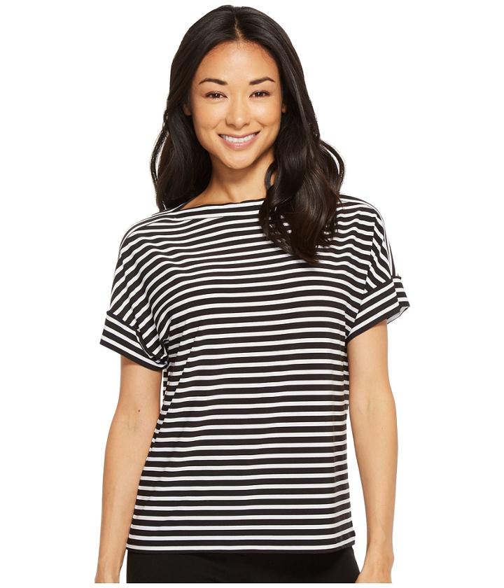 Lauren Ralph Lauren Petite Striped Jersey T-shirt (polo Black/white) Women's T Shirt