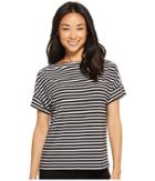 Lauren Ralph Lauren Petite Striped Jersey T-shirt (polo Black/white) Women's T Shirt