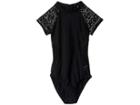 Seafolly Kids Summer Essentials Short Sleeve Surf Tank One-piece (little Kids/big Kids) (black) Girl's Swimsuits One Piece