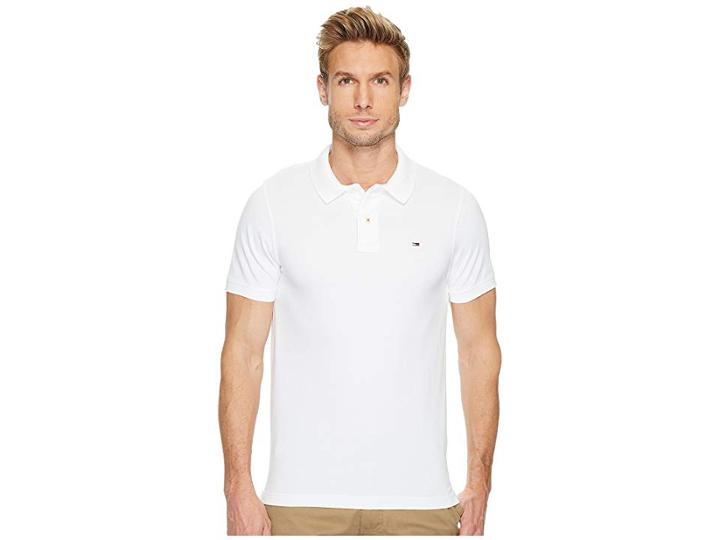 Tommy Jeans Original Flag Short Sleeve Polo Shirt (classic White) Men's Short Sleeve Pullover