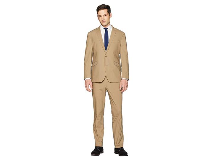 Kenneth Cole Reaction Stretch Slim Fit Lightweight Suit With 32 Finished Bottom (khaki) Men's Suits Sets