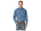 Wrangler Classic Long Sleeve Button Down Plaid (navy/turquoise) Men's Clothing