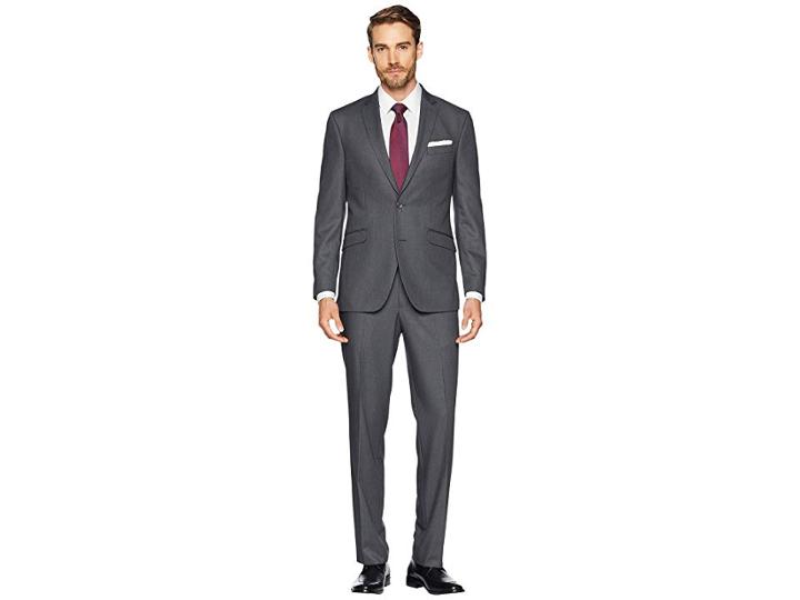 Kenneth Cole Reaction Unlisted Slim Fit Stretch 32 Finished Bottom Suit (grey) Men's Suits Sets