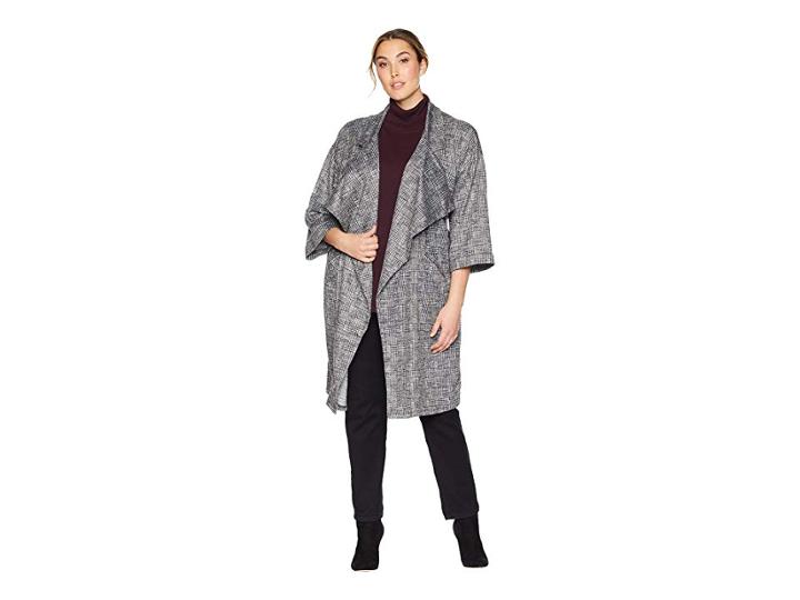 B Collection By Bobeau Plus Size Petra Plaid Cozy Duster (black Plaid) Women's Clothing